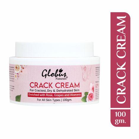 globus naturals crack cream for dry cracked heels & feet | enriched with aloevera | rose|almonds |lavender 100 gm
