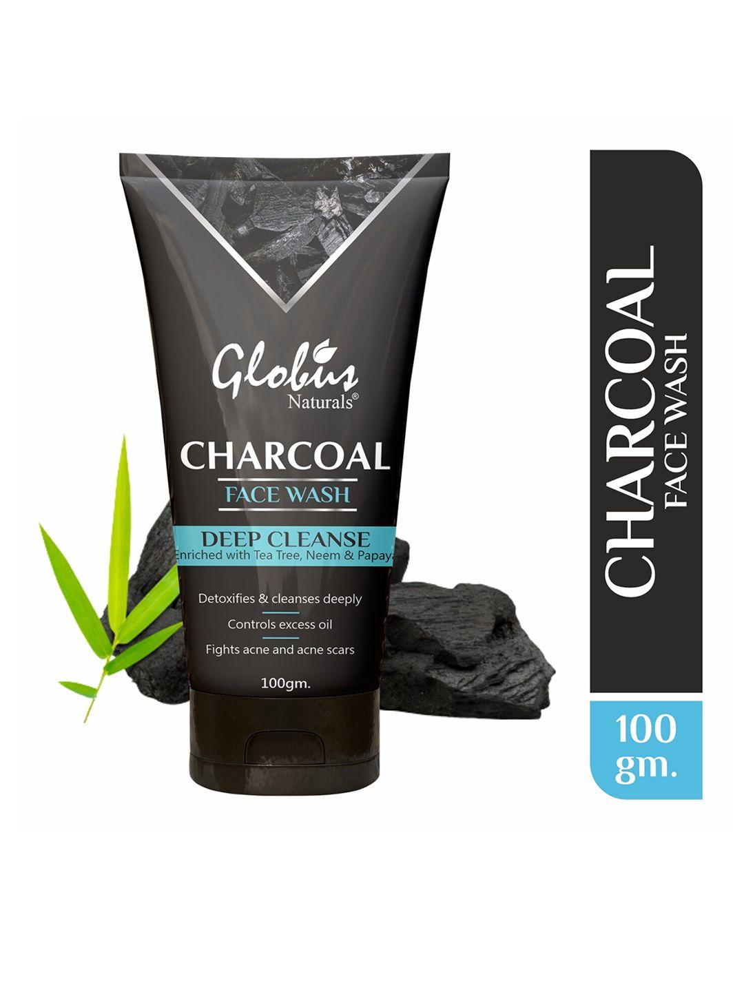 globus naturals deep cleanse charcoal face wash with tea tree & neem 100 g