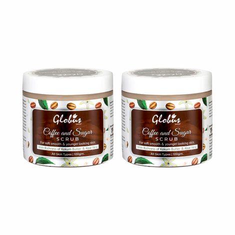 globus naturals detoxifying coffee and sugar scrub (100 g) pack of 2