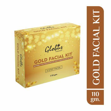 globus naturals gold facial kit for illuminating skin |5 step bridal radiance kit |paraben free | salon grade| for all skin types (110 g)
