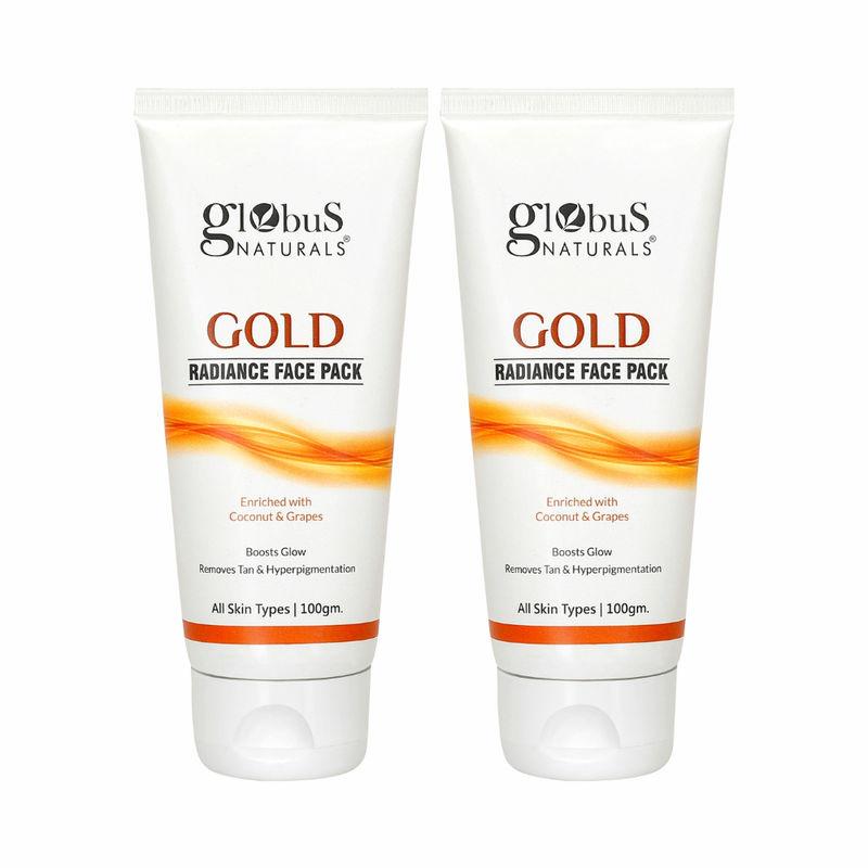 globus naturals gold radiance anti ageing & brightening face pack - pack of 2