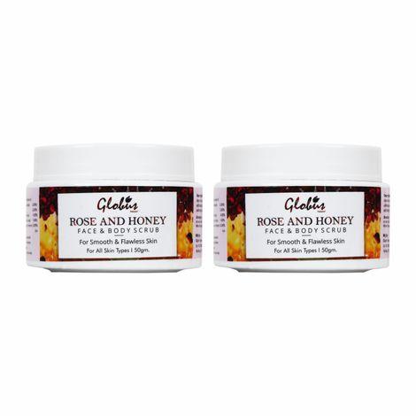 globus naturals honey & rose body & face scrub (50 g) pack of 2