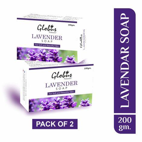 globus naturals lavender soap for skin lightening, brightening  & soft  beautiful skin 100gm (pack of 2)