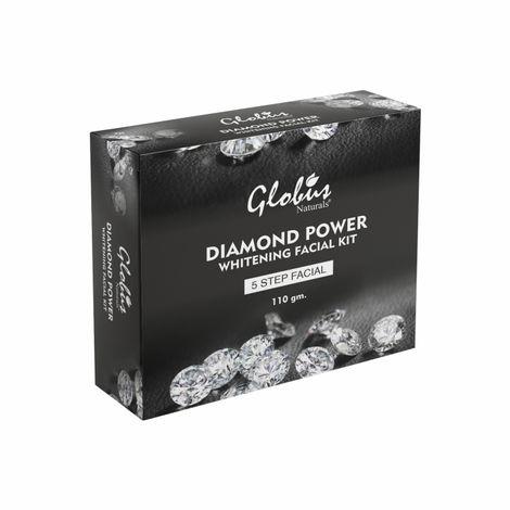 globus naturals lightening diamond facial kit for skin tightening and ultra glow |5 step radiant glow kit |paraben free | salon grade| for all skin types (110 g)