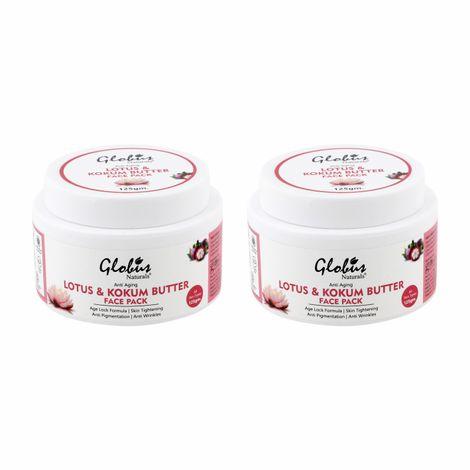 globus naturals lotus kokum butter anti aging face pack ( 125 g) pack of 2