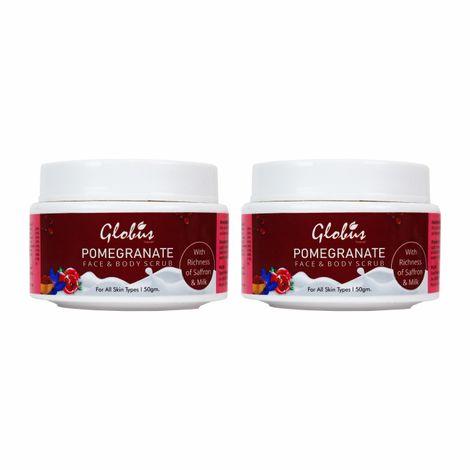 globus naturals pomegranate face & body scrub (50 g) pack of 2