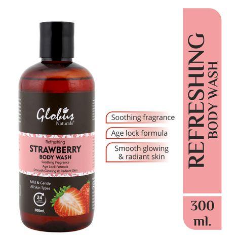 globus naturals refreshing strawberry body wash (300 ml)
