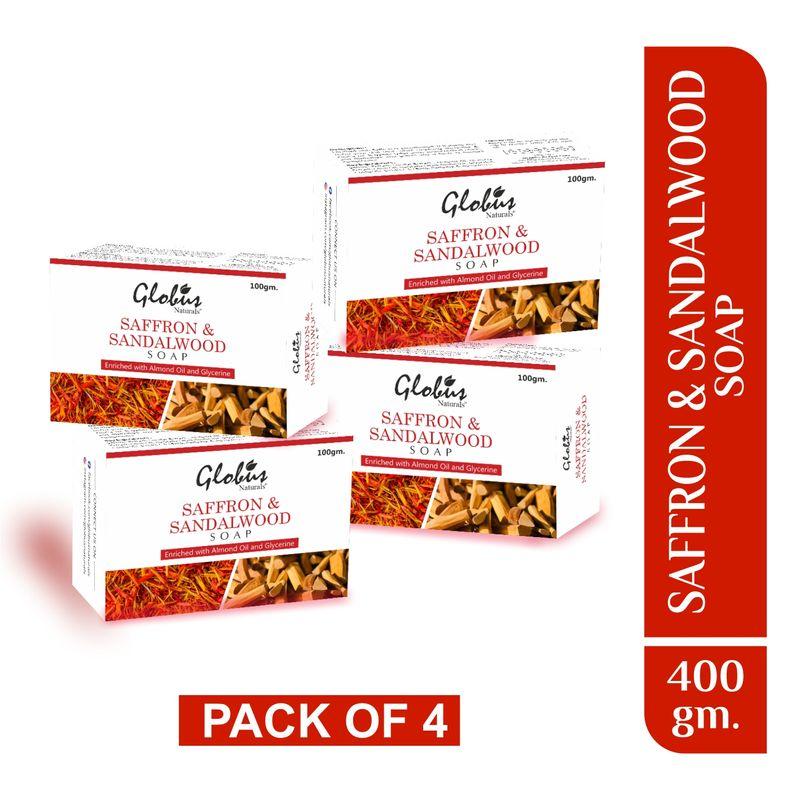 globus naturals saffron & sandalwood soap (pack of 4)