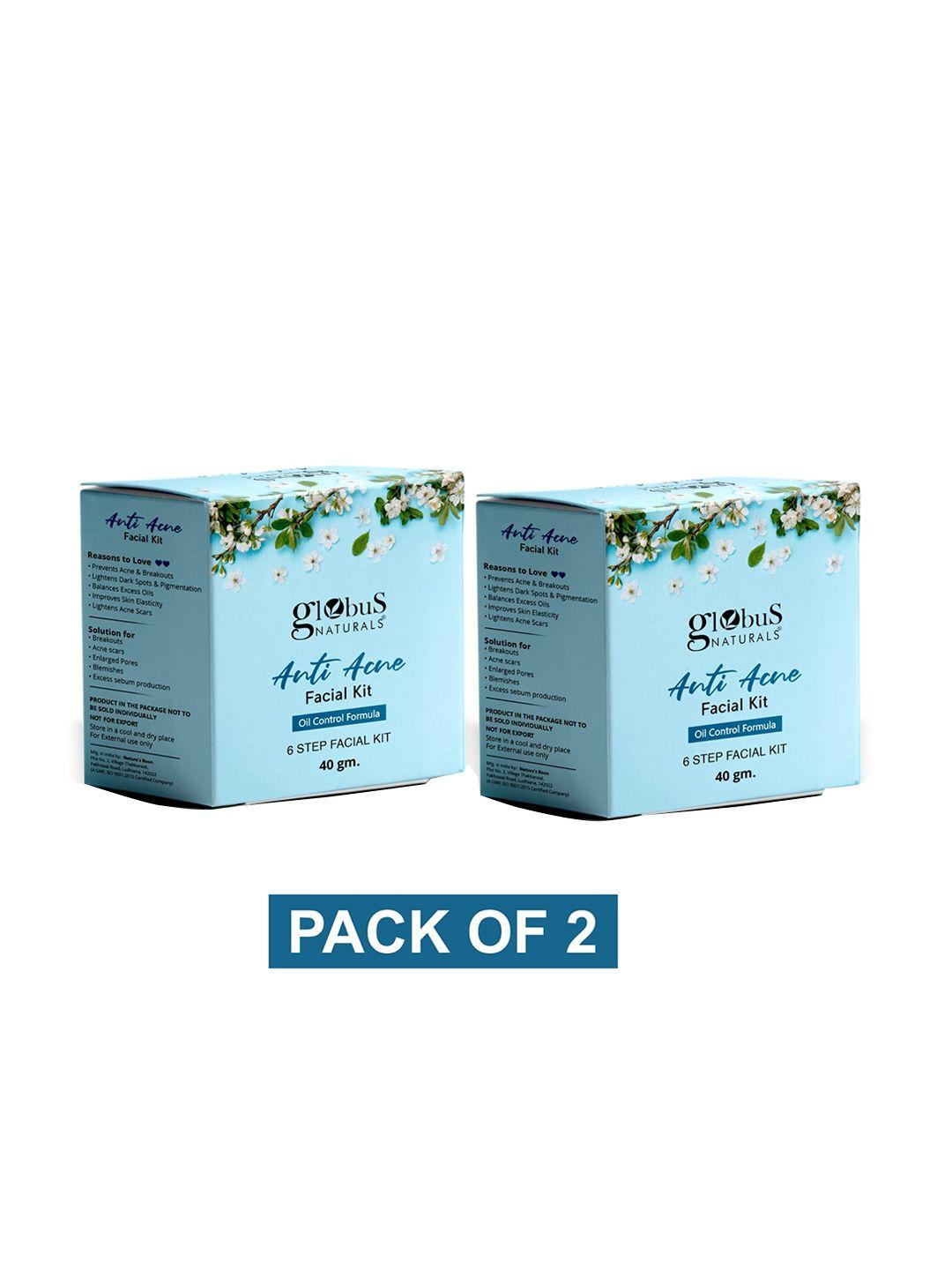 globus naturals set of 2 anti-acne facial kit with turmeric & neem oil - 40 g each