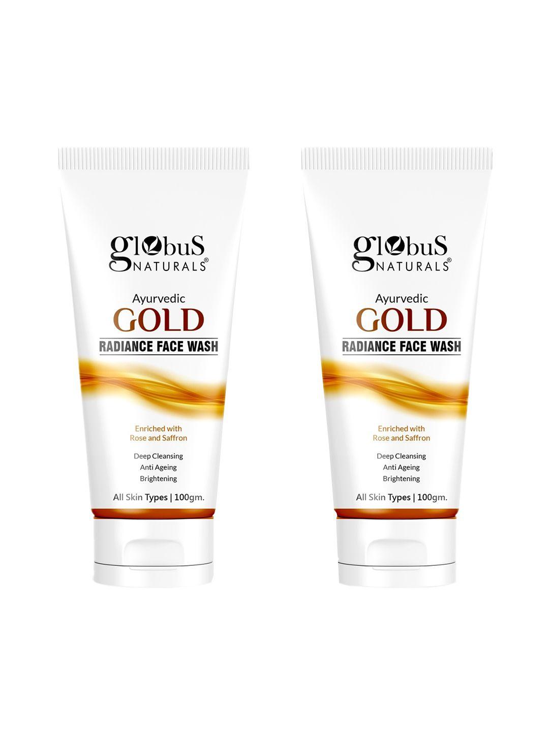 globus naturals set of 2 gold radiance anti-ageing & brightening face wash - 100g each