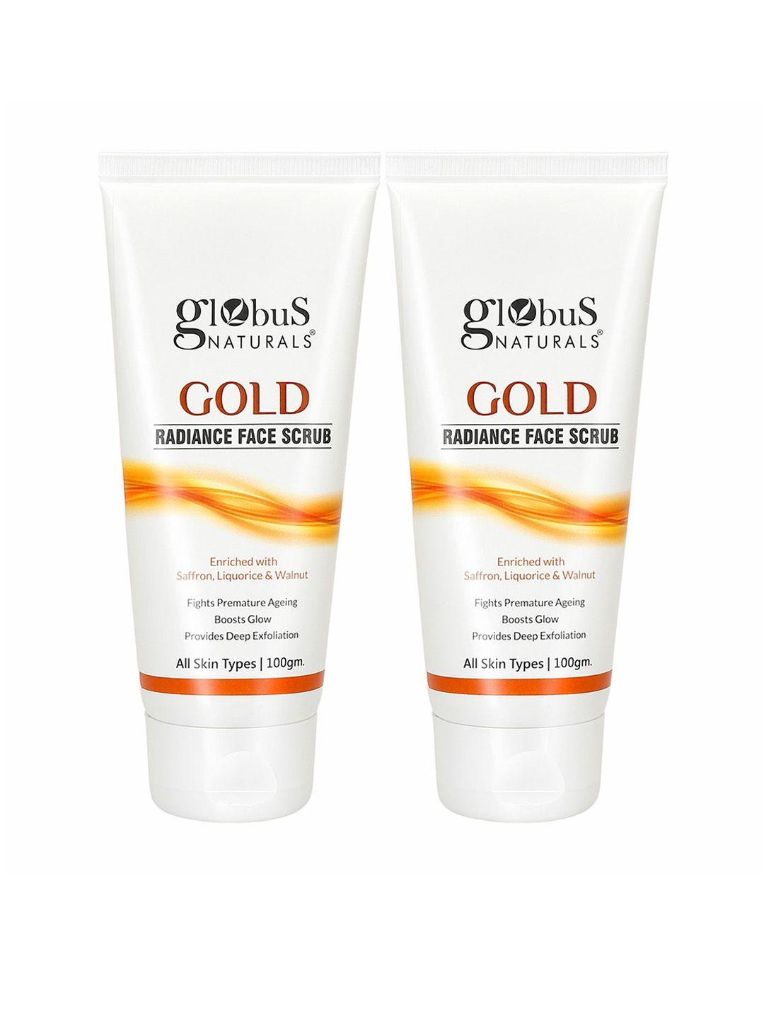 globus naturals set of 2 gold radiance brightening face scrub - 100 gm each