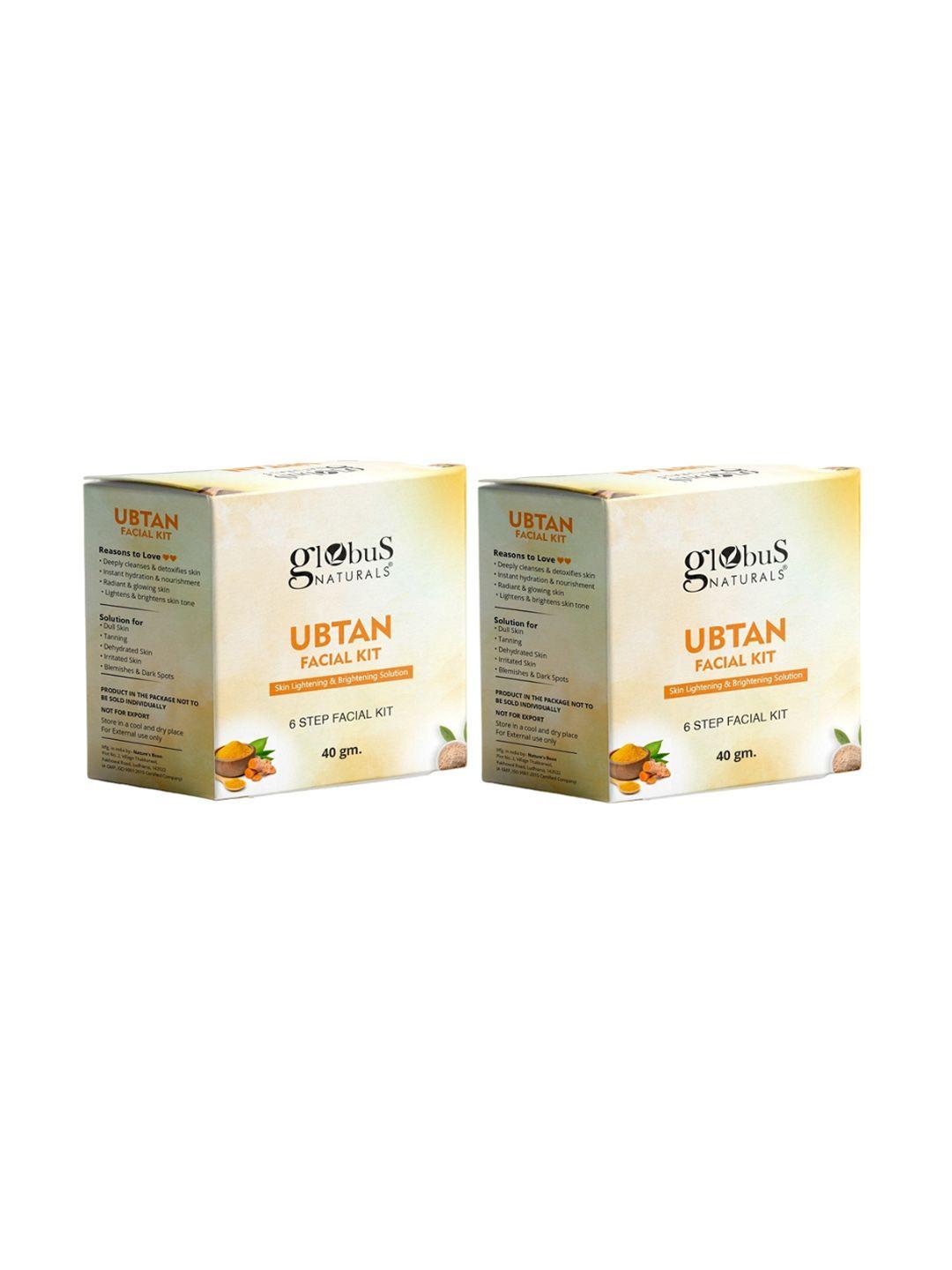 globus naturals set of 2 ubtan 6 step skin lightening & brightening facial kits - 40g each