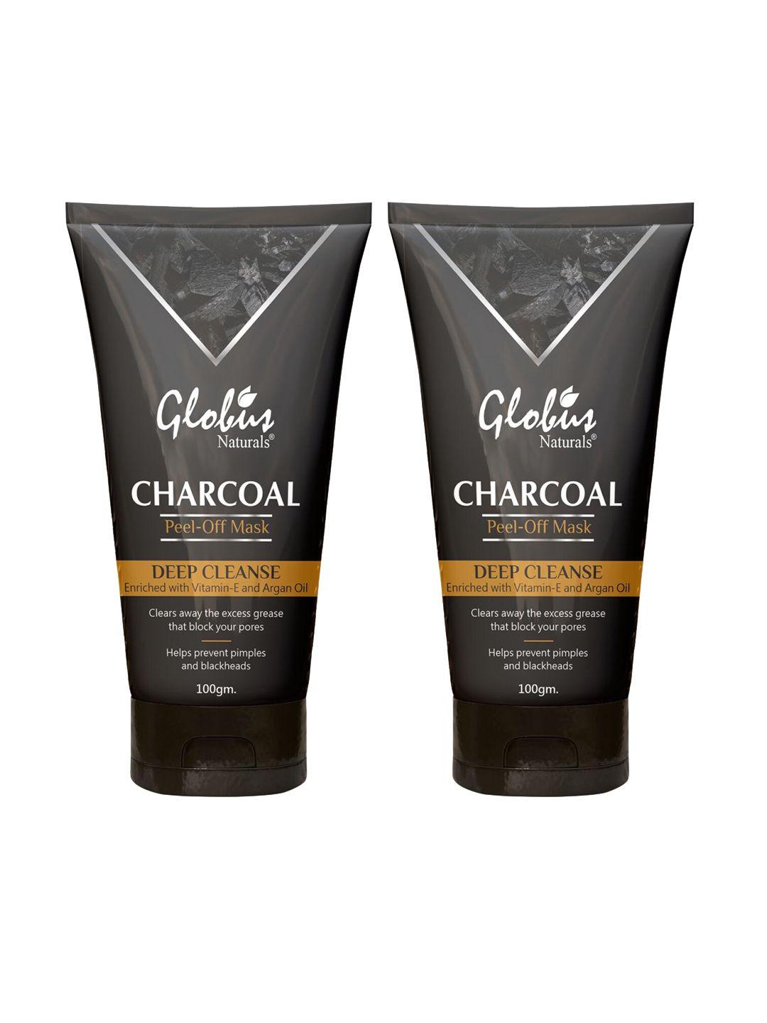 globus naturals set of 5 charcoal peel off mask enriched with vitamin-e & argan oil - 100gm each