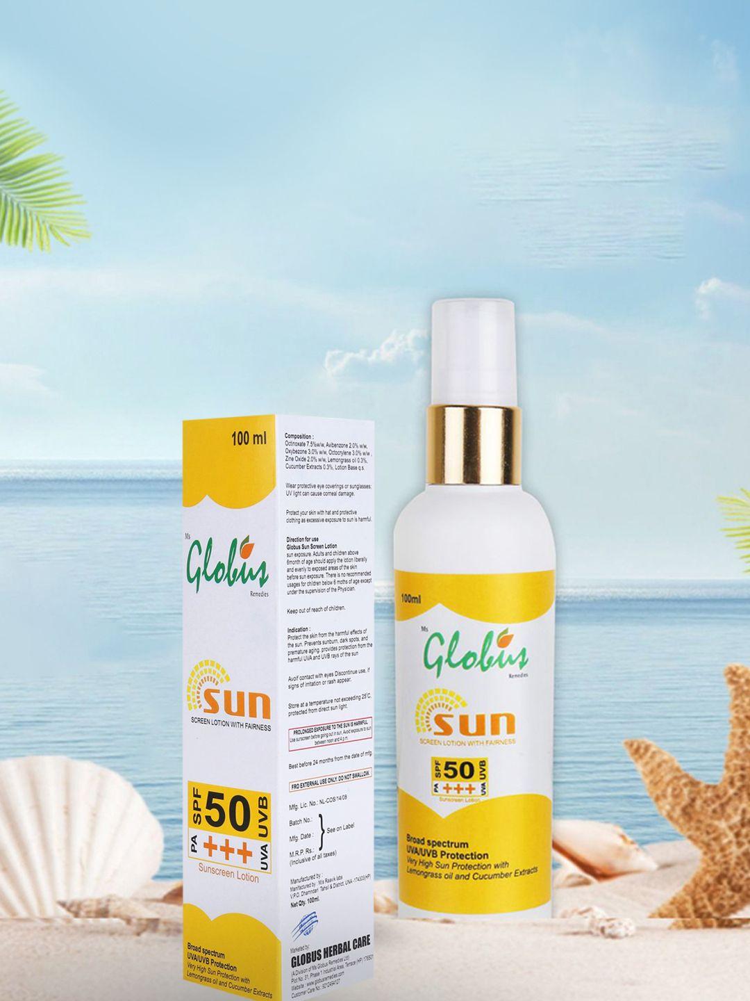 globus naturals sun screen lotion spf 50 - 100 ml