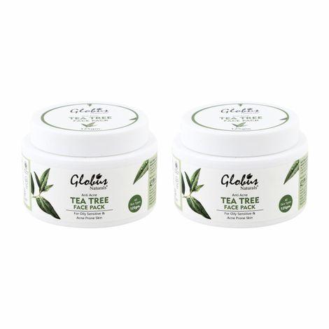 globus naturals tea tree anti acne face pack( 125 g) pack of 2