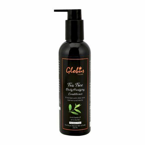 globus naturals tea tree daily purifying conditioner for dandruff prone hair, itchy & oily scalp enriched with aloevera,lemon,methi,hibiscus|no parabens| no sulphate| 250 ml