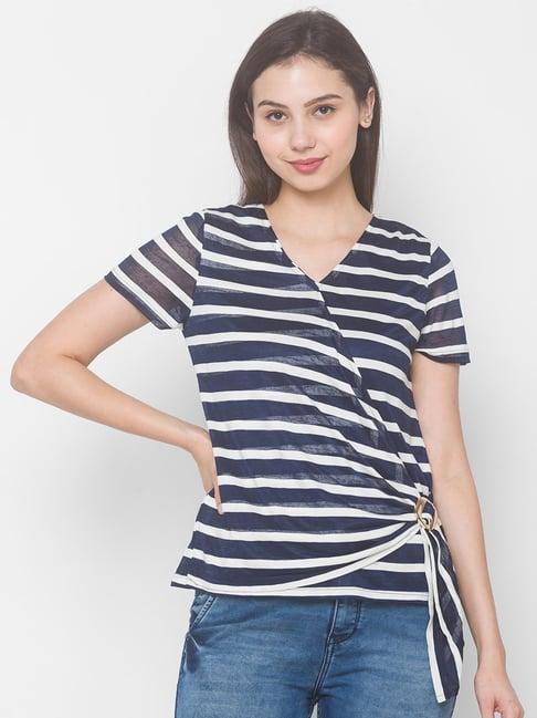 globus navy & white striped top