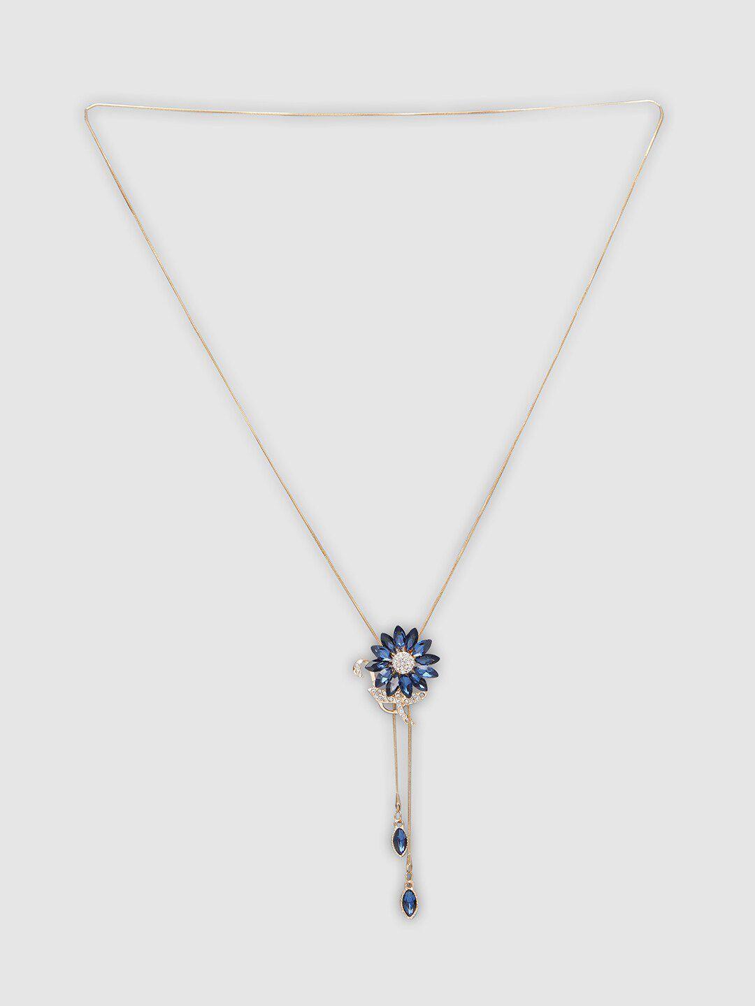 globus navy blue gold-plated necklace