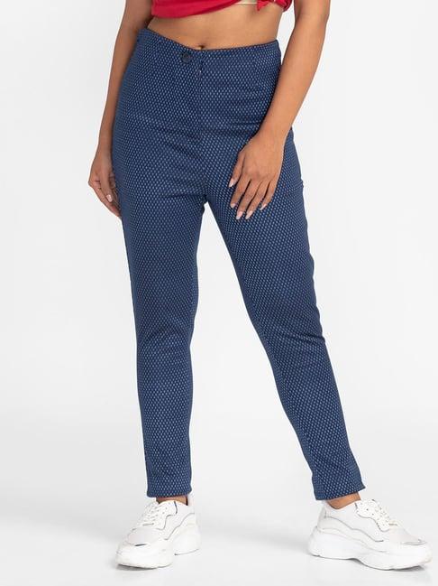 globus navy printed high rise trousers