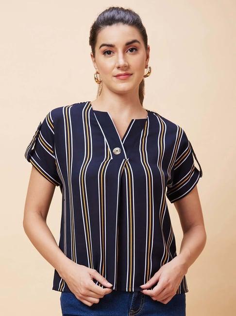 globus navy striped top