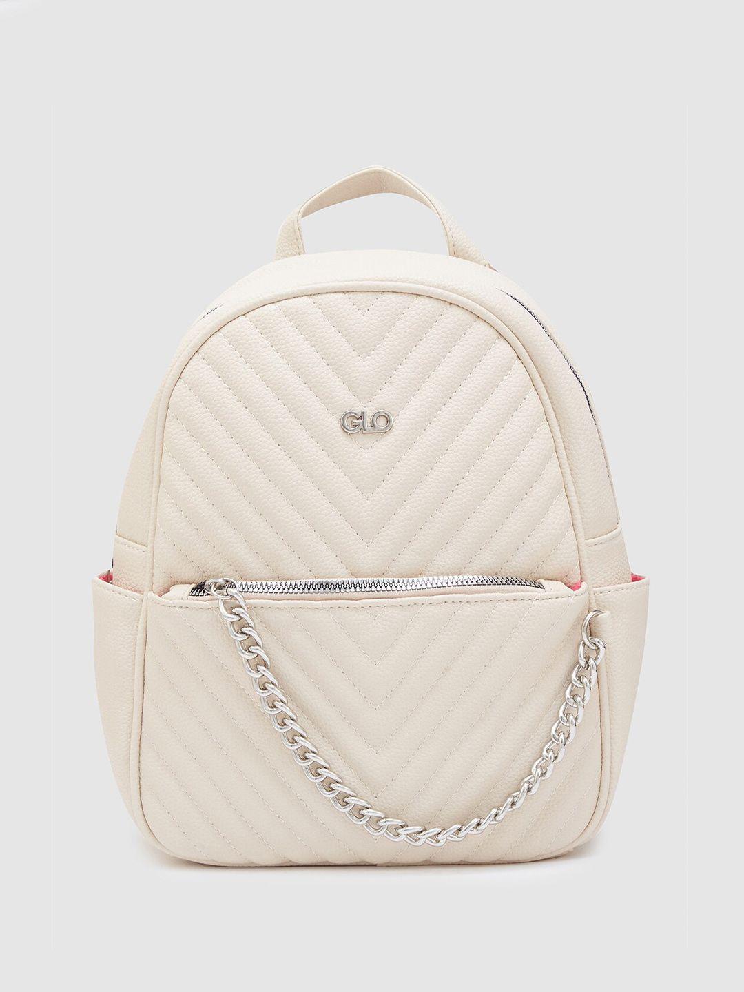 globus off white textured non-padded small backpack