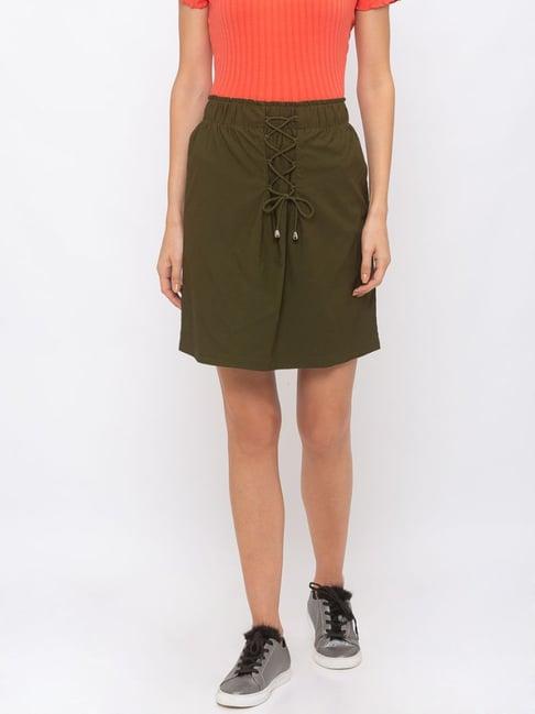 globus olive regular fit skirt