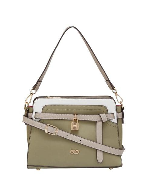 globus olive solid medium shoulder handbag