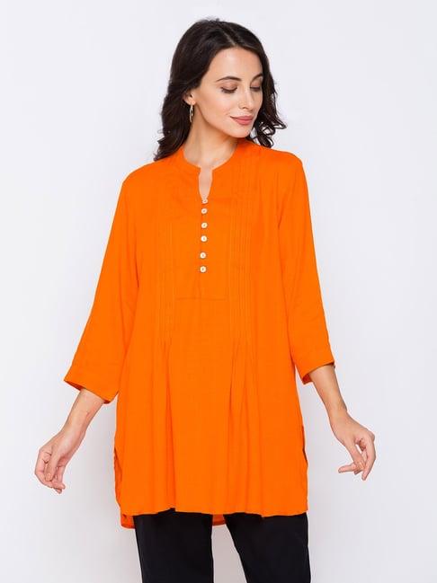 globus orange regular fit tunic