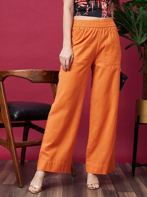 globus orange relaxed fit high rise parallel trousers