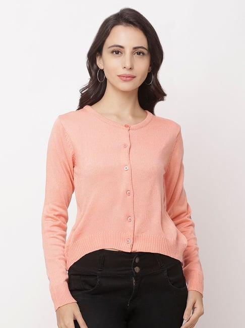 globus peach full sleeves cardigan