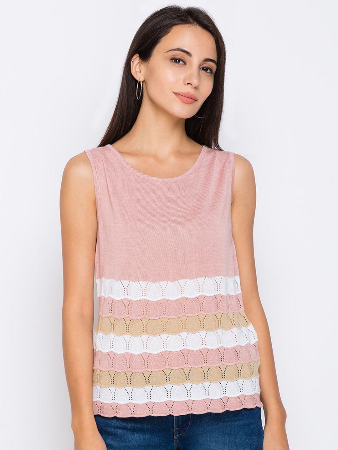 globus pink & white striped a-line top
