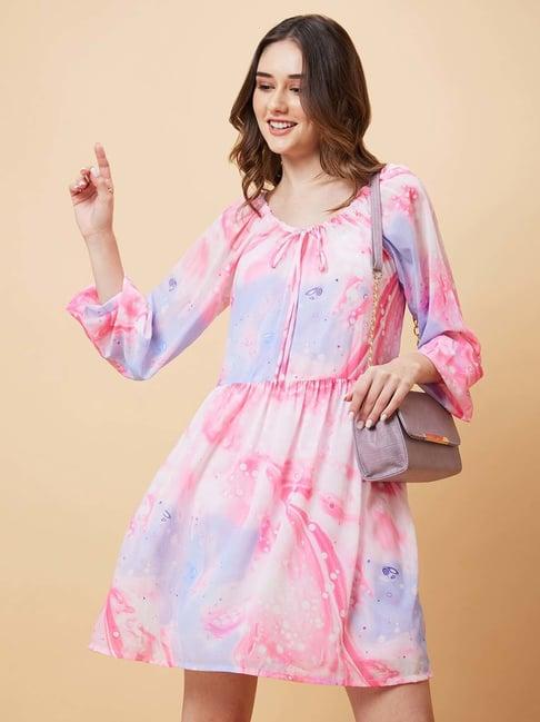 globus pink abstract a line dress