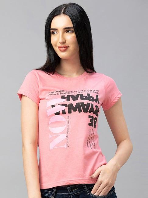globus pink cotton printed t-shirt