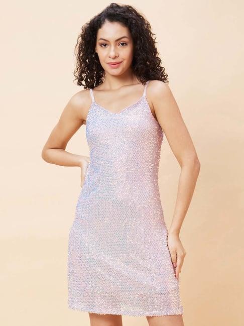 globus pink embellished bodycon dress