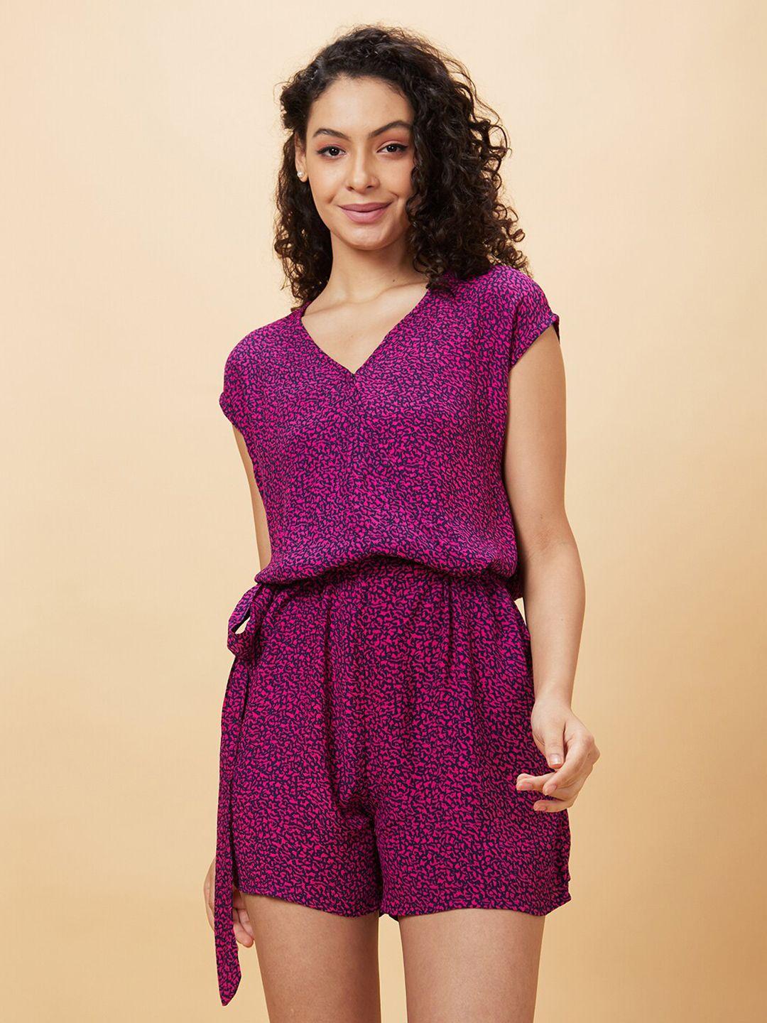 globus pink printed jumpsuit