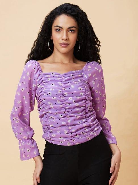 globus purple floral print top