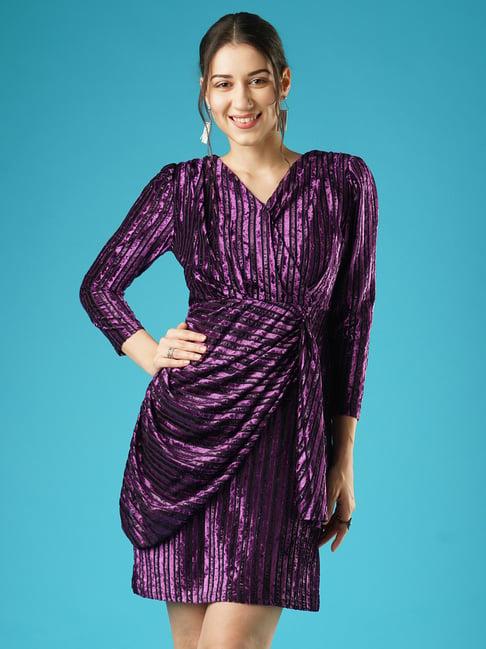 globus purple striped a line dress