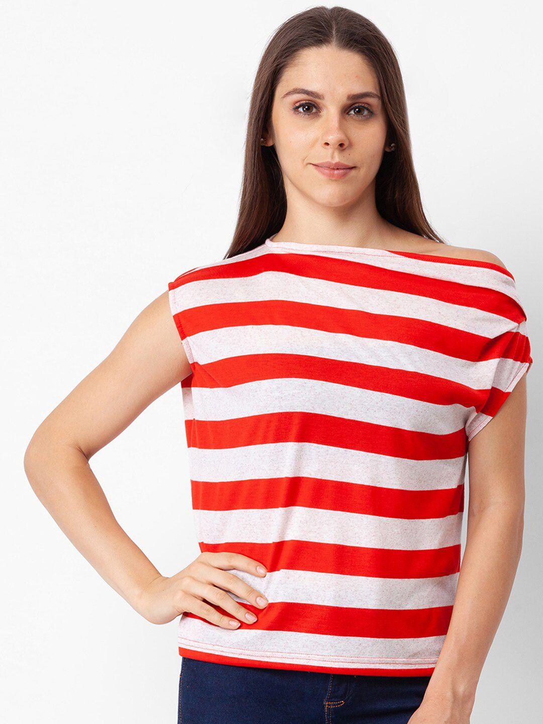 globus red & bright gray striped top