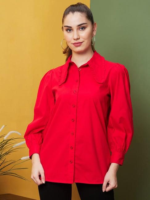 globus red cotton shirt