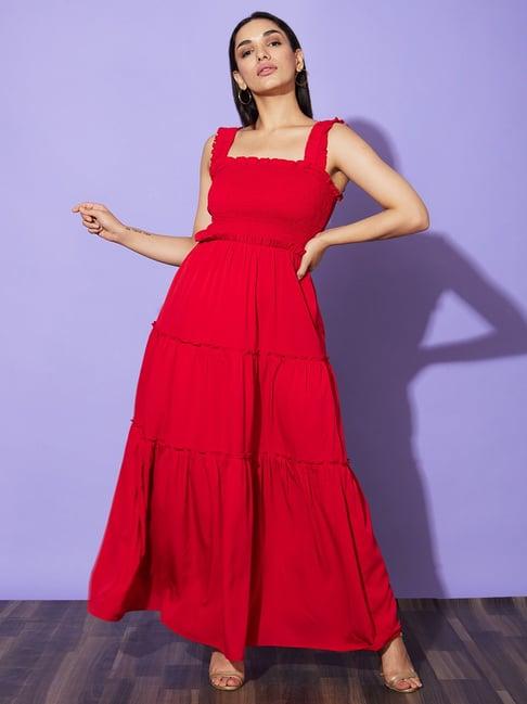 globus red regular fit maxi dress