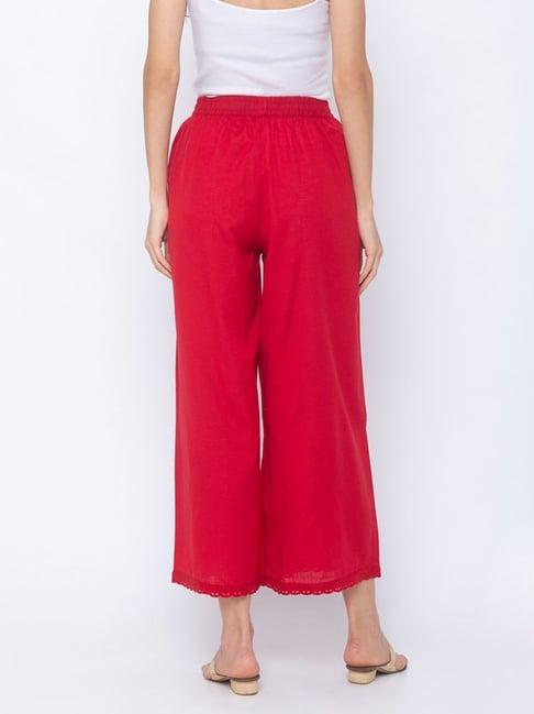 globus red regular fit pants