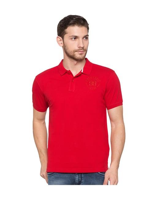 globus red solid polo t-shirt