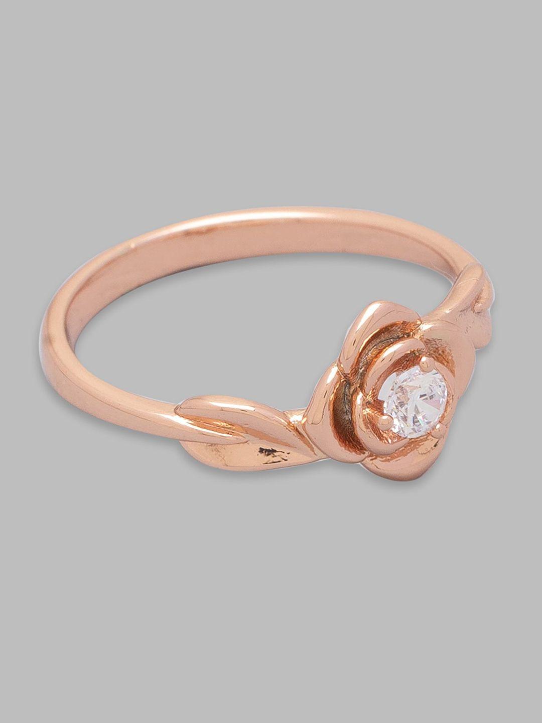 globus rose gold-plated artificial stone studded finger ring