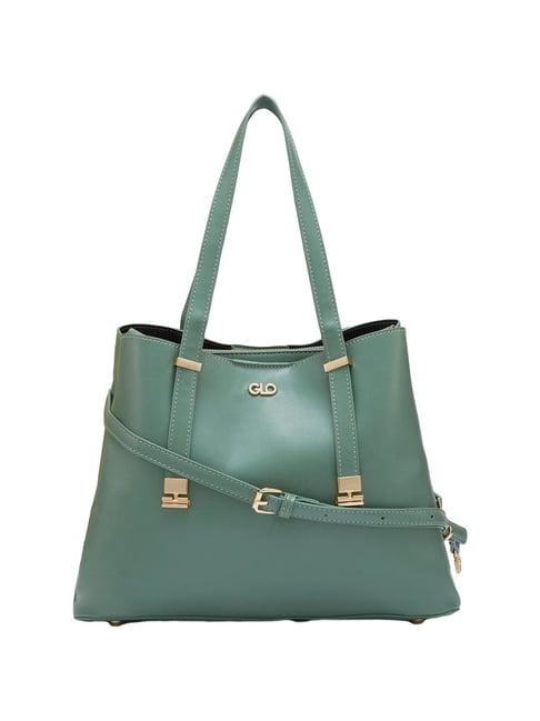 globus sage green solid medium shoulder handbag