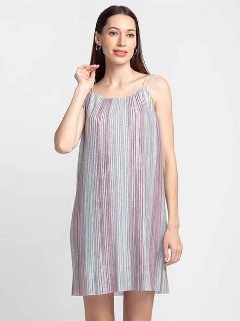 globus silver & purple embellished shift dress