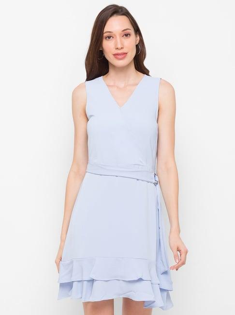 globus solid blue dress