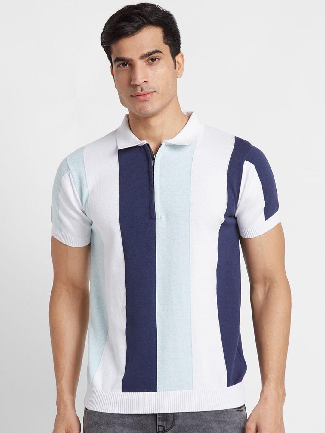 globus striped polo collar pure cotton t-shirt