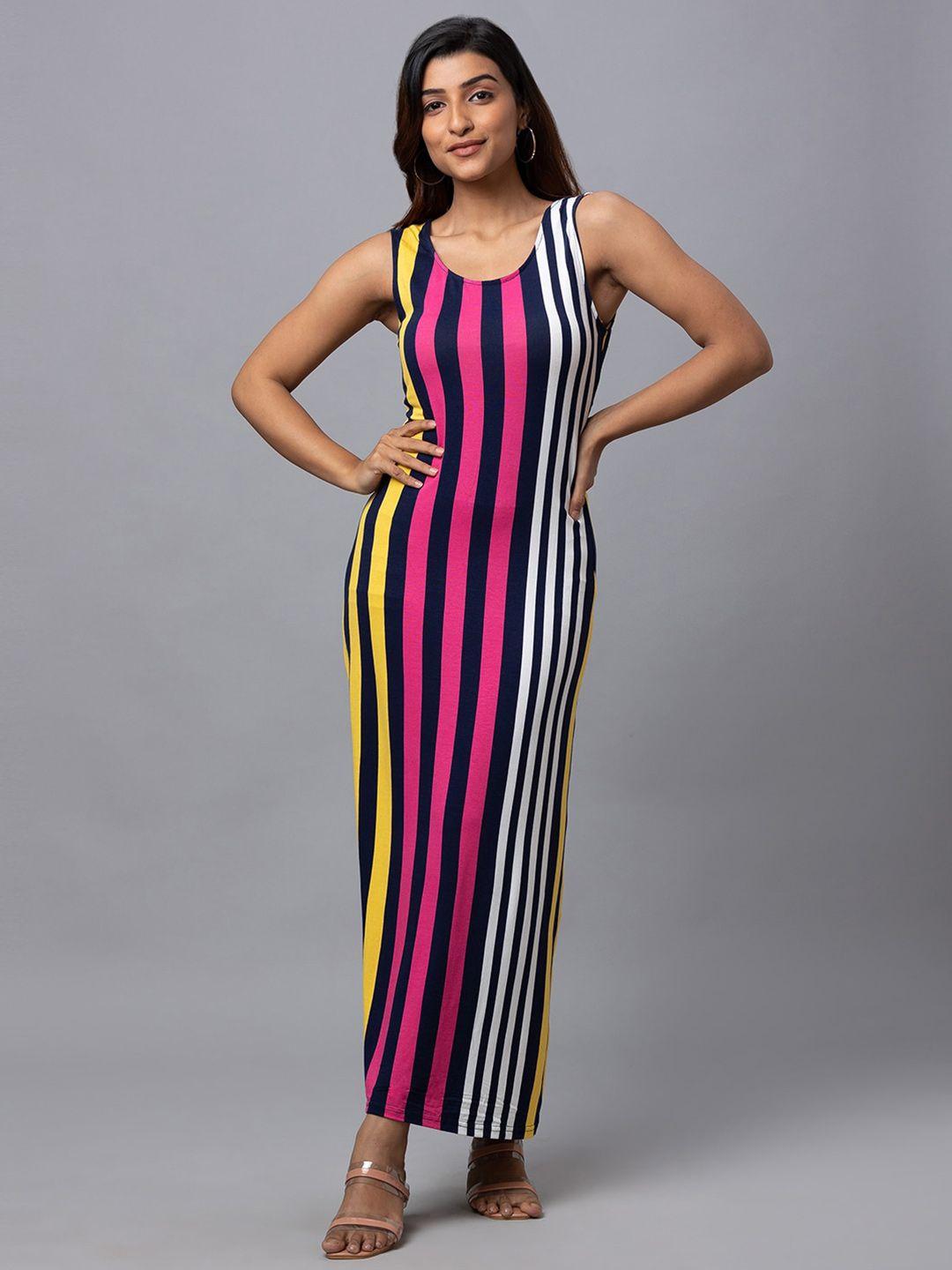 globus striped sleeveless sheath maxi dress