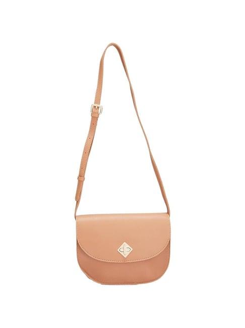 globus tan solid medium sling handbag