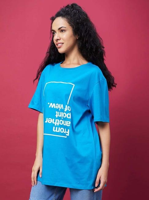 globus teal printed t-shirt